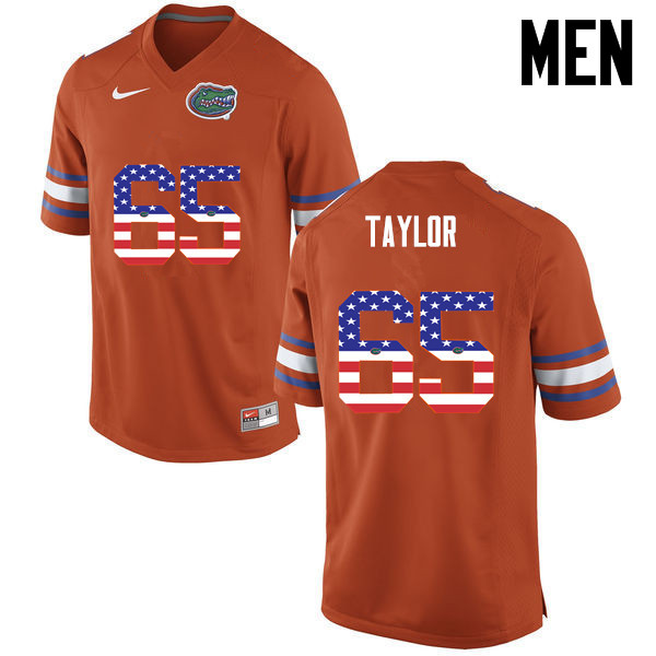 Men Florida Gators #65 Jawaan Taylor College Football USA Flag Fashion Jerseys-Orange